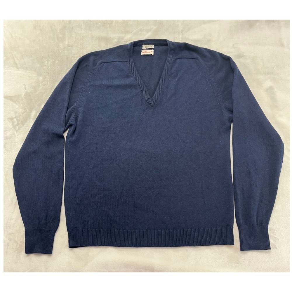 VTG Bullocks Wilshire Alan Paine Sweater Men 42 Blue 100% Cashmere made England